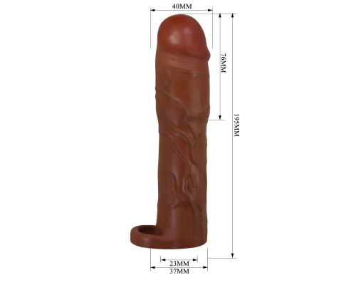 Коричневая насадка на пенис Gerd - 19,5 см.