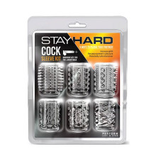 Набор из 6 прозрачных насадок на пенис с различным рельефом