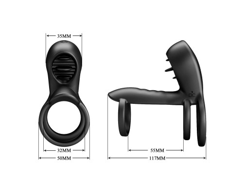 Черная насадка на пенис с 12 режимами вибрации Jammy