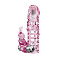 Розовая насадка на фаллос с вибрацией - 13 см.