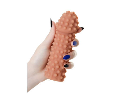 Телесная насадка на фаллос с бугорками Extreme Sleeve 010 M-size - 14 см.
