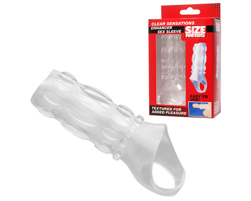 Насадка на пенис с кольцом для мошонки Clear Sensations Enhancer Sex Sleeve - 11,5 см.