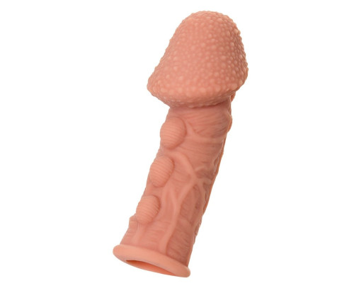 Насадка на фаллос с пузыриками, венками и ребристостью Extreme Sleeve 009 M-size - 14,7 см.