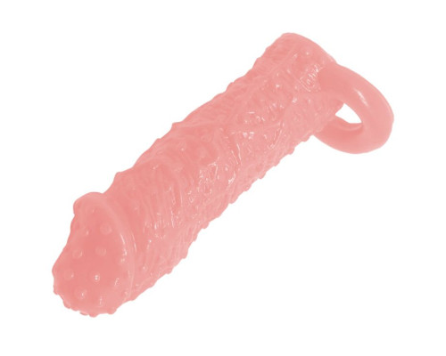 Фаллическая насадка с точками и подхватом мошонки - 13 см.