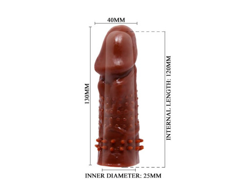 Коричневая насадка на пенис Wolftooth Sleeve - 13 см.