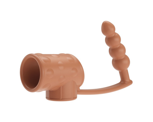 Телесная насадка на пенис и мошонку с анальным стимулятором Rilley