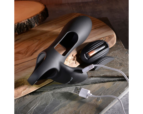 Черная насадка на пенис с вибрацией Nautilus