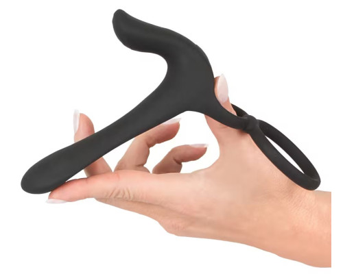 Черная насадка на член с вибрацией Couple’s Vibrator