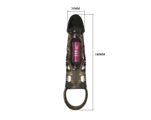 Дымчатая вибронасадка на пенис с подхватом Harrison - 18 см.