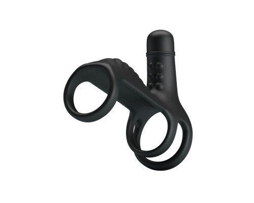 Черная вибронасадка на пенис Vibrating Penis Sling