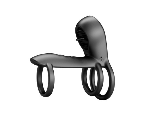 Черная насадка на пенис с 12 режимами вибрации Jammy