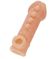 Телесная закрытая насадка с шишечками Cock Sleeve Size L - 17,6 см.
