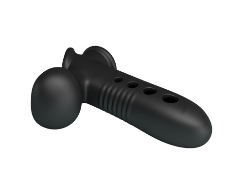 Черная насадка на пенис с эффектом расширения Crane - 18,4 см.