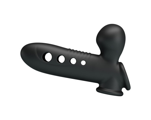 Черная насадка на пенис с эффектом расширения Crane - 18,4 см.