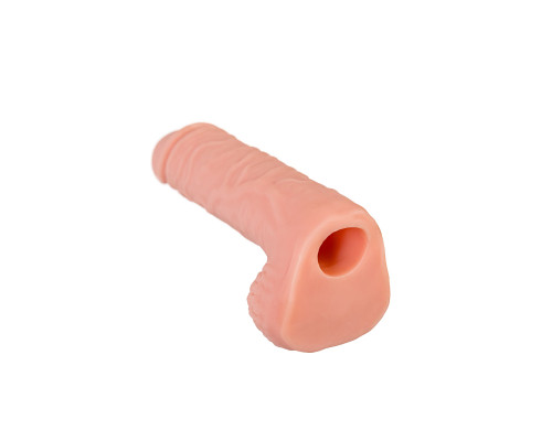 Телесная удлиняющая фаллическая насадка - 16 см.