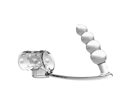 Прозрачная насадка на пенис и мошонку с анальным стимулятором Rilley