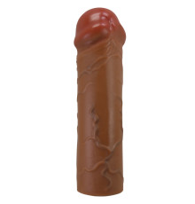 Коричневая насадка-удлинитель на пенис Nile - 16,5 см.