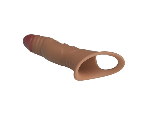 Карамельная удлиняющая насадка на пенис с вибрацией