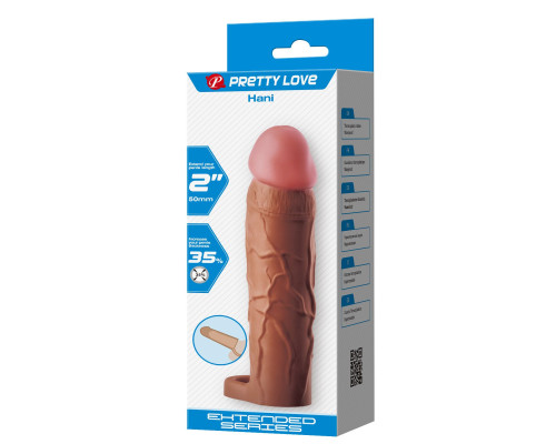 Коричневая насадка на пенис Hani - 18 см.