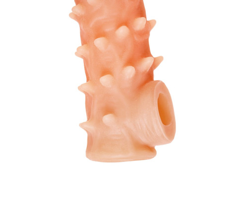 Телесная закрытая насадка с пупырышками Cock Sleeve Size M - 15,6 см.