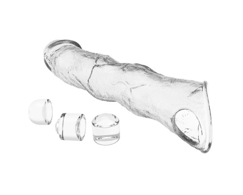 Прозрачный фаллоудлинитель с 3 вставками - 28 см.