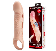 Телесная удлиняющая насадка с рельефом и вибрацией Brad - 21,3 см.