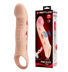 Телесная удлиняющая насадка с рельефом и вибрацией Brad - 21,3 см.