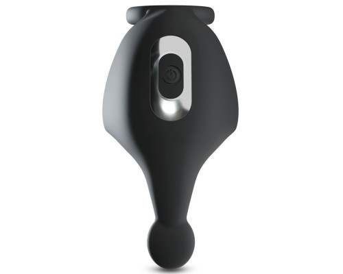 Черная вибронасадка для эрекции и стимуляции мошонки Cock ring with RC ball massager