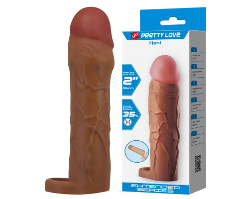 Коричневая насадка на пенис Hani - 18 см.