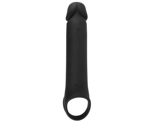 Черная вибронасадка для пениса с хомутом для мошонки и пультом ДУ Remote Controlled Penis Extension