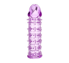 Гелевая фиолетовая насадка на фаллос с шипами - 12 см.