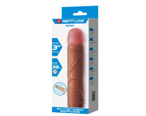 Коричневая насадка на пенис Kylian - 20,5 см.