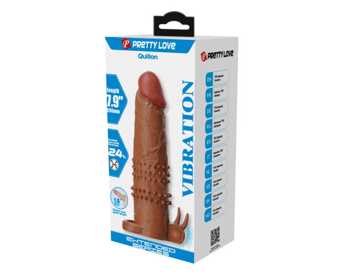 Коричневая насадка на пенис Quillon - 20 см.