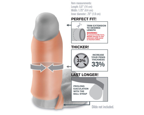 Насадка-расширитель с кольцом для подхвата мошонки Real Feel Enhancer - 14 см.