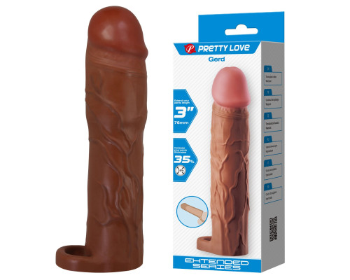 Коричневая насадка на пенис Gerd - 19,5 см.