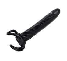 Чёрная насадка-фаллос для двойного проникновения INFLATABLE DILDO SLIM DONG  - 13,5 см.