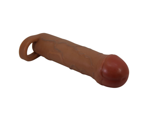 Коричневая насадка-удлинитель на пенис Bunion - 16,5 см.