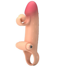 Телесная вибронасадка на пенис с подхватом мошонки - 20 см.