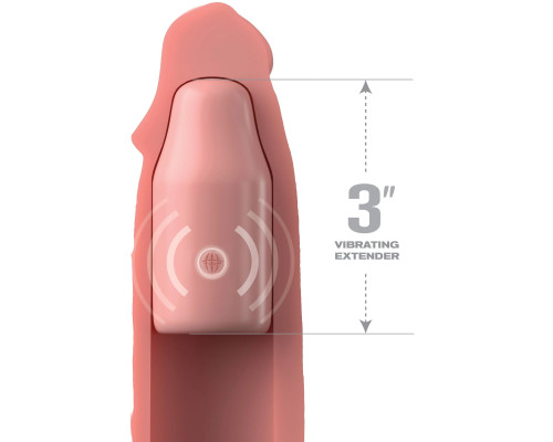 Телесная вибронасадка на член 3  Vibrating Mega X-tension with Remote - 22,9 см.