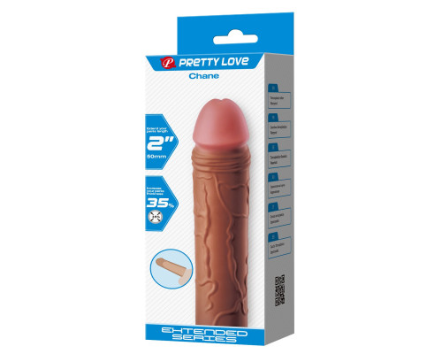 Коричневая насадка на пенис Chane - 18 см.
