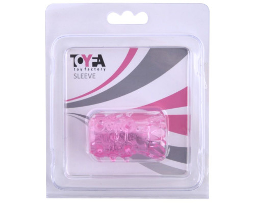 Розовая рельефная насадка на пенис