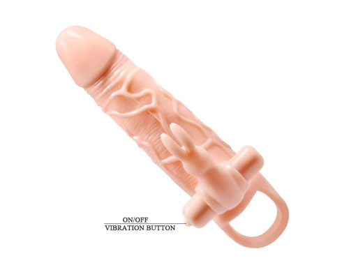 Телесная вибронасадка с клиторальным стимулятором Brave Man - 20,5 см.