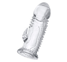 Прозрачная насадка на пенис с шипиками и коготком - 13,5 см.