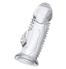 Прозрачная насадка на пенис с шипиками и коготком - 13,5 см.