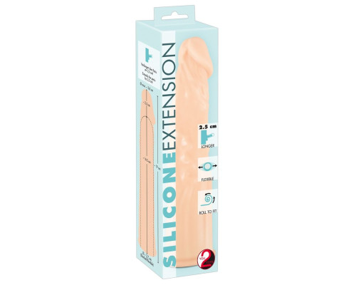 Телесная насадка-удлинитель Silicone Extension - 19 см.