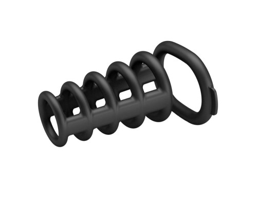 Черная насадка на пенис с подхватом мошонки Rodrigo