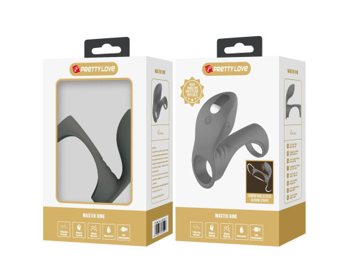 Серая насадка для пениса с вибростимуляцией