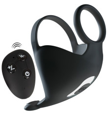 Черная вибронасадка для эрекции и стимуляции мошонки Cock ring with RC ball massager