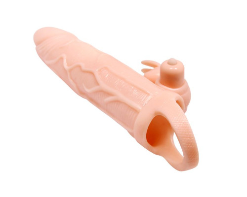 Телесная вибронасадка с клиторальным стимулятором Brave Man - 20,5 см.