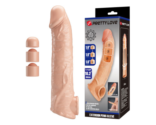 Телесный фаллоудлинитель с подхватом мошонки Silas - 26 см.